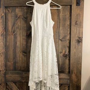 Women’s White asymmetrical bridal shower dress L
